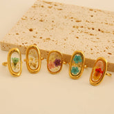 ADJUSTABLE OPEN RING WITH DRIED FLOWERS MULTI COLOR_CWMM8929