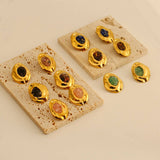 NATURAL STONE STAINLESS STEEL IRREGULAR EARRINGS_CWMM8894