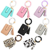 SILICONE BRACELET LEATHER WALLET TASSEL KEYCHAIN_CWAJE0659