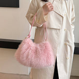 Winter Fashion All-Match Single Shoulder Plush Bag_Cwab3914