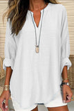 V-Neck Cotton And Linen Fashion Breathable Shirt
