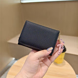 Cute Striped Trifold Wallet With Bow Charm_Cwab06210