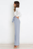 Women Tied Waist Wide Leg Office Work Pants