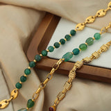 NATURAL STONE AGATE TITANIUM STEEL NECKLACE_CWAJE1081