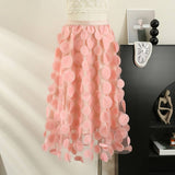 THREE DIMENSIONAL FLORAL TULLE MESH SKIRT_CWBLS0395