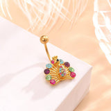 PEACOCK CZ NAVEL RING PIERCING JEWELRY FOR WOMEN_CWMM9365