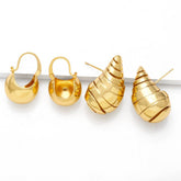FASHIONABLE GOLD PLATED HOLLOW ROUND EARRINGS_CWAJE0991