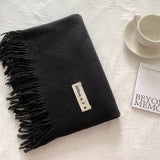 COLORBLOCK TASSEL SCARF THICK WRAP FOR STUDENTS_CWASC2281