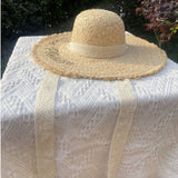 TASSEL EDGE WOVEN FEDORA HATS STRAW WITH BOW TIE_CWAH1154