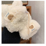 CUTE BEAR FLEECE MITTENS WARM NECK STRAP GLOVES_CWAG0178
