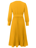 V-Neck Fashion,Slimming Elegant Pleated Dress