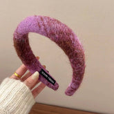 RETRO COLORFUL WIDE BRIM PLUSH HEADBAND_CWAHA1700
