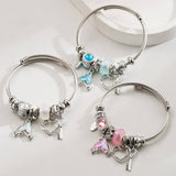 Trendy Stainless Steel Mermaid Tail Heart Bracelet_Cwmm8506