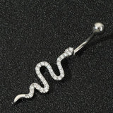 SNAKE CZ BELLY RING TRENDY NAVEL PIERCING_CWMM9192