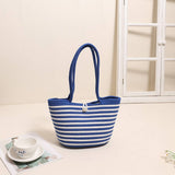 LARGE CAPACITY STRIPED SHOULDER BAG STRAW BAG_CWAB1882