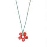COLORFUL GLASS FLOWER PENDANT ROPE NECKLACE_CWMM7527