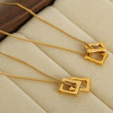 HOLLOW SQUARE PENDANT TITANIUM STEEL NECKLACE_CWAJE1090