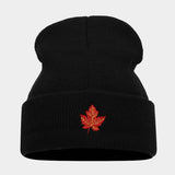RED MAPLE LEAF EMBROIDERY KNITTED HAT HIP HOP HAT_CWAH2083