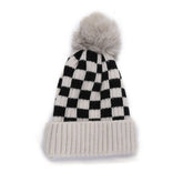 CHILDREN CHECKERBOARD PLAID KNIT HAT_CWAH0734