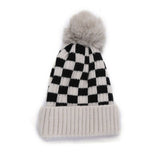 CHILDREN CHECKERBOARD PLAID KNIT HAT_CWAH0734