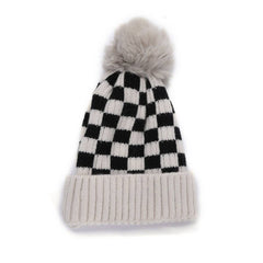 CHILDREN CHECKERBOARD PLAID KNIT HAT_CWAH0734