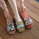 FLORAL COTTON FLOOR SLIPPERS WITH THICK SOLE_CWSHF0202