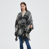 BLACK AND WHITE LINE CARDIGAN SHAWL CLOAK_CWASC0264