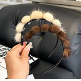 CUTE REAL MINK FUR BALL HEADBAND FUR HEADDRESS_CWMM2529