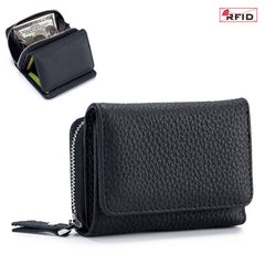 SMALL TRIFOLD MINI LEATHER LARGE CAPACITY WALLET_CWAB3787
