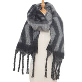 FAUX MOHAIR TASSEL SHAWL THICK WINTER WRAP_CWASC0157