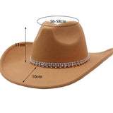 Western Ethnic Felt Cowboy Fedora Hat_Cwah04371