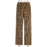 Street Plush Leopard Print Lace-Up Pants
