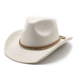 BRAIDED ROPE WESTERN JAZZ COWBOY HAT FAUX SUEDE_CWAH2515