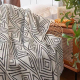 CASUAL BLACK AND WHITE KNITTED BLANKET_CWMM0417