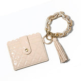 COLOR ACRYLIC CHAIN EMBROIDERED PU CARD WALLET_CWAB4996