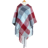 BOUCLE YARN THICK TASSEL COLORFUL PLAID SHAWL_CWASC1208