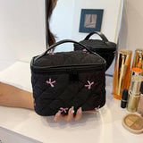 NEW SIMPLE SWEET EMBROIDERED BOW COSMETIC BAG_CWAB4369