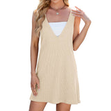 Solid Color V-Neck Square Neck Reversible Dress