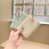 Cute Striped Trifold Wallet With Bow Charm_Cwab06210