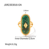 STAINLESS STEEL SNAKE NATURAL STONE RINGS_CWAJE0628