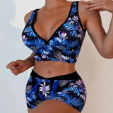 PRINTED DEEP V BIKINI TWO PIECE SWIMSUIT_CWMW0315