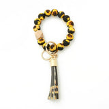 LEOPARD PRINT SILICONE BEAD BRACELET KEYCHAIN_CWMM6874