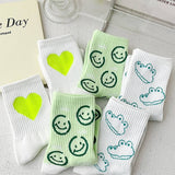 Women'S Middle Tube Cute Smile Pattern Socks_Cwms0513