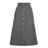 CORDUROY SKIRT SINGLE BREASTED HIGH WAISTLONGSKIRT_CWBSS0372