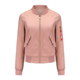 Solid Color Zipper Bomber Jacket