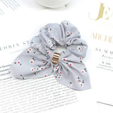 PRINTED METAL BUCKLE BOW HAIR TIE_CWAHA1068