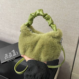 Winter Fashion Pleated Tote Plush Shoulder Bag_Cwab3977