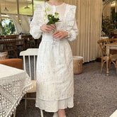 LINES COTTON AND LINEN PRINTED RUFFLED FLORAL APRON_CWMM5816