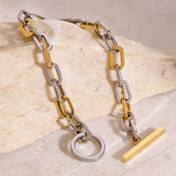 Two-Tone Stainless Steel Chain Bracelet