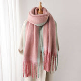 LOOPY YARN OMBRE SCARF WITH SOFT TASSELS_CWASC2741